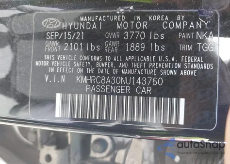 2022 Hyundai Venue Sel из США, поврежденный, VIN KMHRC8A30NU143760